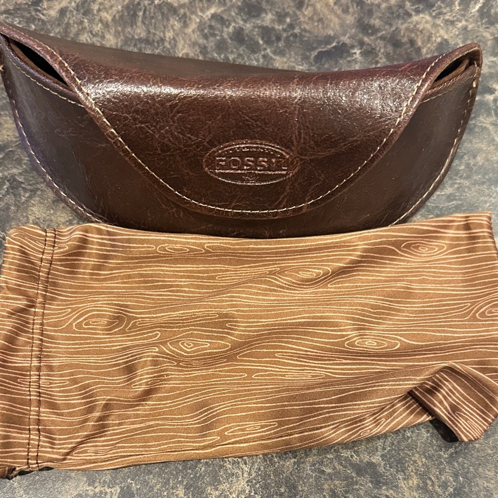 Fossil Dark Brown Leather Sunglasses Holder